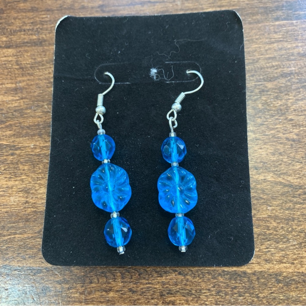 4/$15 blue dangling earrings
